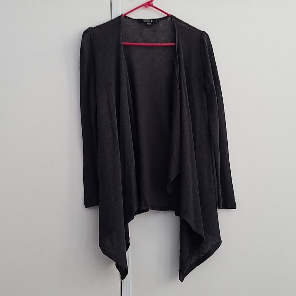Dark grey open front cardigan